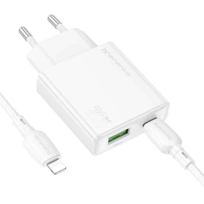 hoco BN24 PD 20 W USB, Typ-C Ladegerät mit 1 m Typ-C auf 8-Pin Kabelsatz, EU Plug – Bild 2