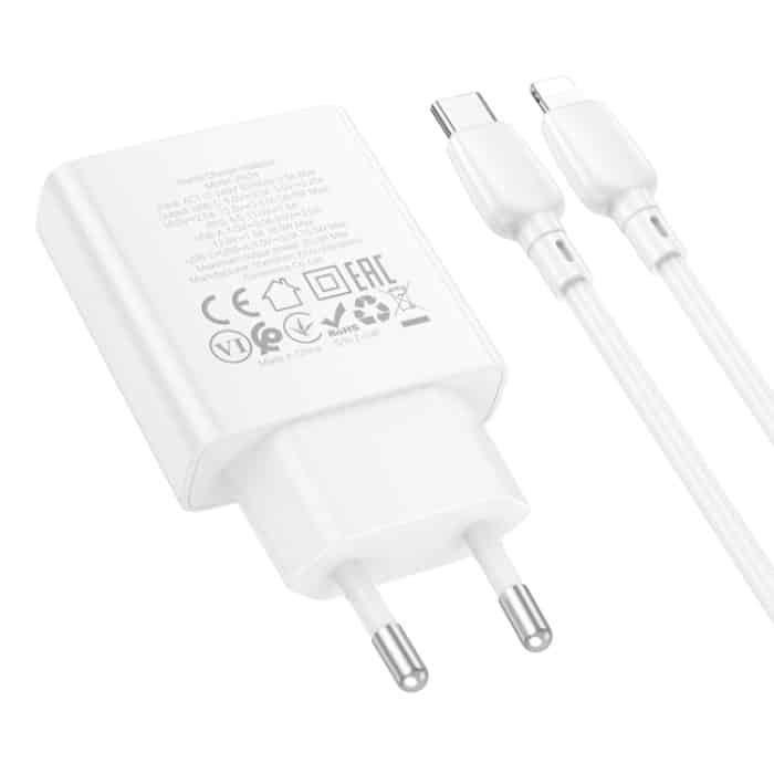 hoco BN24 PD 20 W USB, Typ-C Ladegerät mit 1 m Typ-C auf 8-Pin Kabelsatz, EU Plug – Bild 4