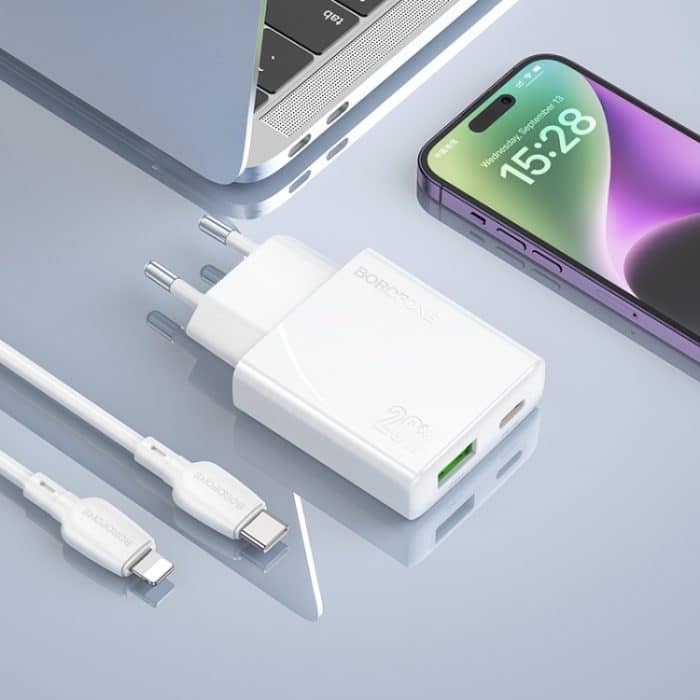 hoco BN24 PD 20 W USB, Typ-C Ladegerät mit 1 m Typ-C auf 8-Pin Kabelsatz, EU Plug – Bild 7