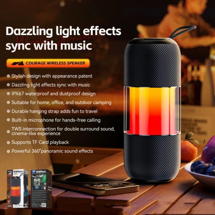 WK Beluga D12 Warrior Wasserdichter tragbarer Bluetooth-Lautsprecher für den Außenbereich, D12 (Black) – Bild 2