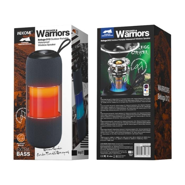 WK Beluga D12 Warrior Wasserdichter tragbarer Bluetooth-Lautsprecher für den Außenbereich, D12 (Black) – Bild 4