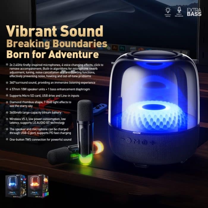 WK Beluga D16 Smart Island Desktop-Bluetooth-Lautsprecher mit zwei Mikrofonen, D16 (Black) – Bild 2