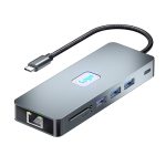 BYL-2411 11-in-1-Typ-C-HUB-Dockingstation mit 3 x USB3.0, PD100W, SD/TF, RJ45, Typ-C, VGA, HDTV, 3,5-mm-Buchse