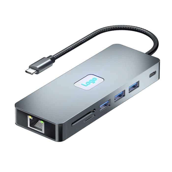 EDA0070470.jpg BYL-2411 11-in-1-Typ-C-HUB-Dockingstation mit 3 x USB3.0, PD100W, SD/TF, RJ45, Typ-C, VGA, HDTV, 3,5-mm-Buchse – Bild 1