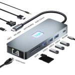 BYL-2411 11-in-1-Typ-C-HUB-Dockingstation mit 3 x USB3.0, PD100W, SD/TF, RJ45, Typ-C, VGA, HDTV, 3,5-mm-Buchse – Bild 2