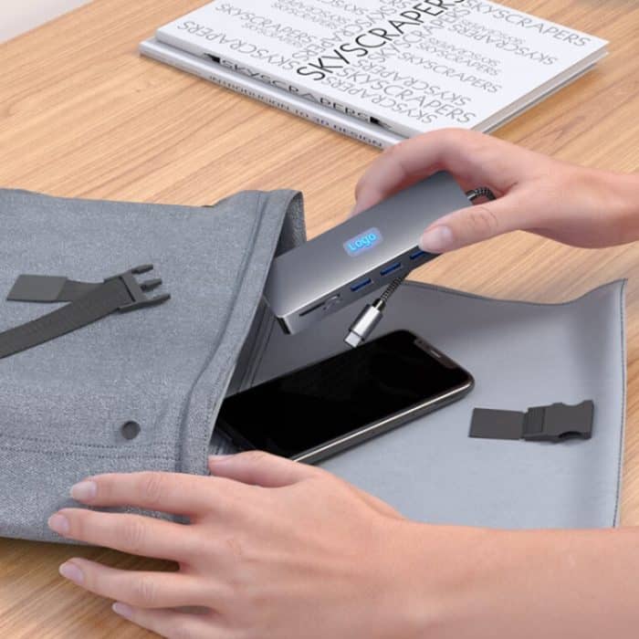 BYL-2411 11-in-1-Typ-C-HUB-Dockingstation mit 3 x USB3.0, PD100W, SD/TF, RJ45, Typ-C, VGA, HDTV, 3,5-mm-Buchse – Bild 15