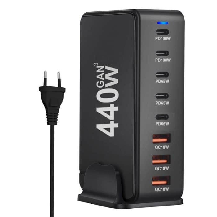 440 W GaN USB-Netzteil-Reiseladegerät mit 3 x USB, 5 x PD-Anschluss, EU Plug, US Plug, UK Plug, AU Plug – Bild 1