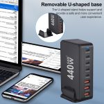 440 W GaN USB-Netzteil-Reiseladegerät mit 3 x USB, 5 x PD-Anschluss, EU Plug, US Plug, UK Plug, AU Plug – Bild 2