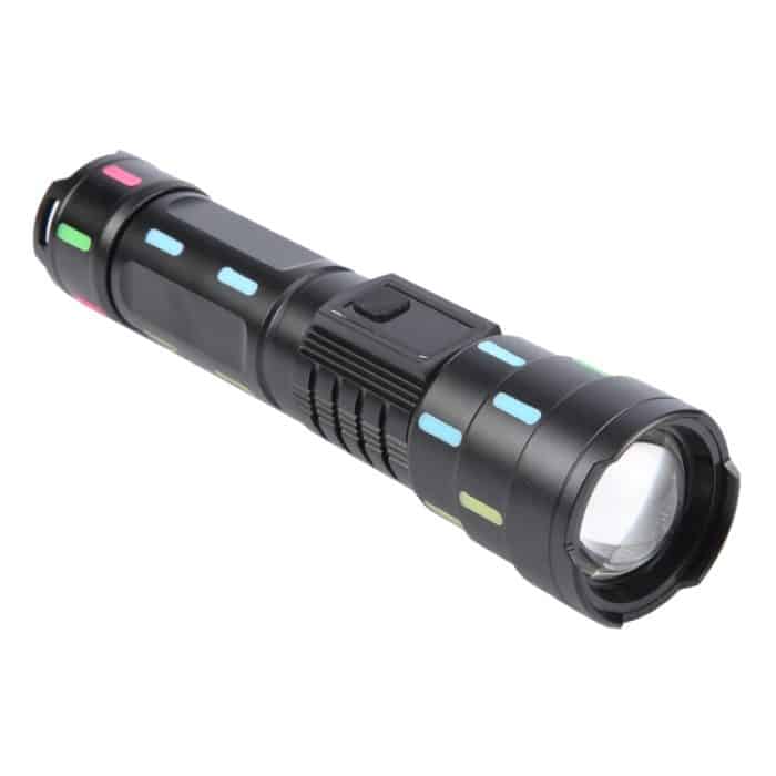 626 Weiße Laserwick-Teleskop-Zoom-LED-Taschenlampe mit fluoreszierenden Streifen, 626 – Bild 1