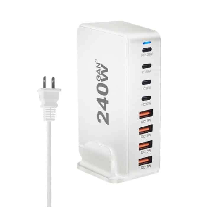 YMS-858 GaN 240 W USB x 4, USB-C / Typ-C x 4 Schnellladegerät, US Plug, UK Plug, AU Plug, EU Plug – Bild 1