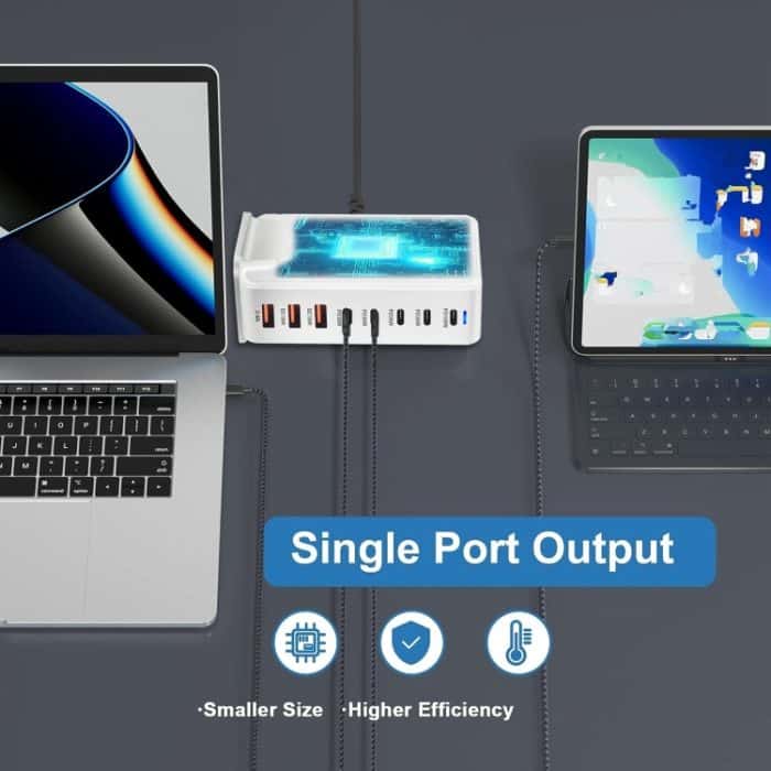 YMS-858 GaN 240 W USB x 4, USB-C / Typ-C x 4 Schnellladegerät, US Plug, UK Plug, AU Plug, EU Plug – Bild 7