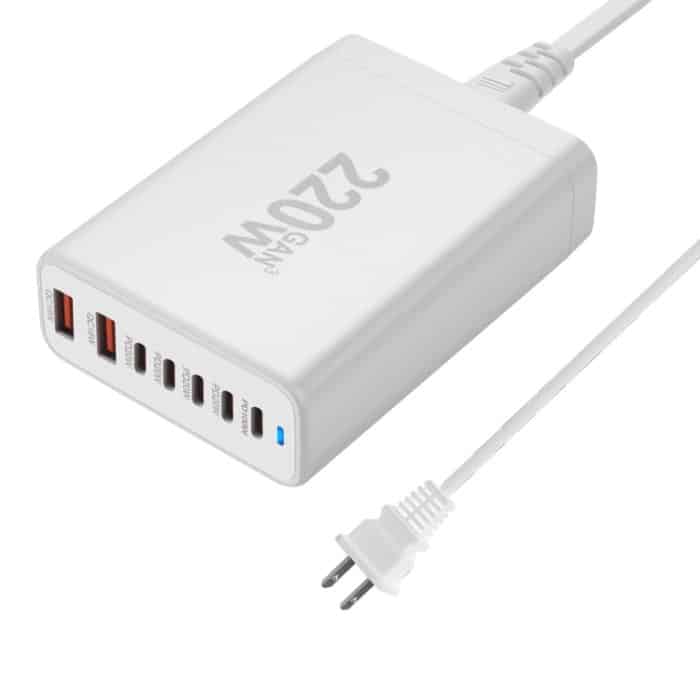 EDA007089801A.jpg 5C2A-220W GaN 220 W USB x 2, USB-C / Typ-C x 5 Schnellladegerät, US Plug, UK Plug, AU Plug, EU Plug – Bild 1