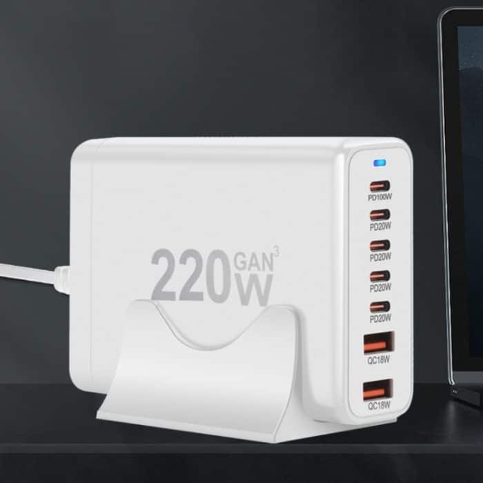 5C2A-220W GaN 220 W USB x 2, USB-C / Typ-C x 5 Schnellladegerät, US Plug, UK Plug, AU Plug, EU Plug – Bild 5