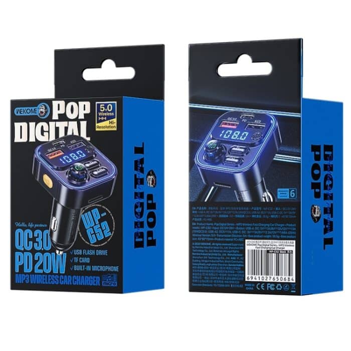 WEKOME WP-C52 Pop Digital Series MP3-Autoladegerät mit kabelloser Schnellladefunktion, WP-C52 – Bild 12