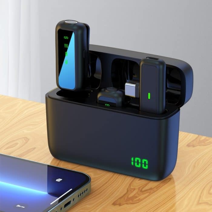 SX6 2-in-1-Lavalier-Funkmikrofon mit Digitalanzeige und Ladebox, Type-C, 8 Pin – Bild 1