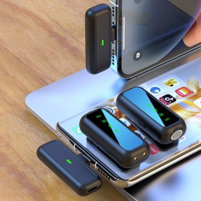 SX6 2-in-1-Lavalier-Funkmikrofon mit Digitalanzeige und Ladebox, Type-C, 8 Pin – Bild 3