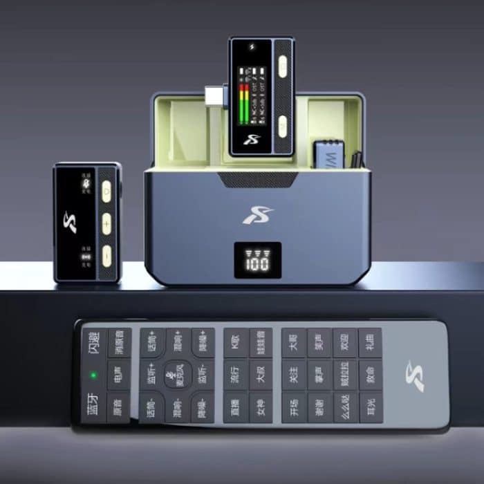 SX66 2-in-1-Lavalier-Funkmikrofon mit digitaler Ladebox/Fernbedienung – Bild 1