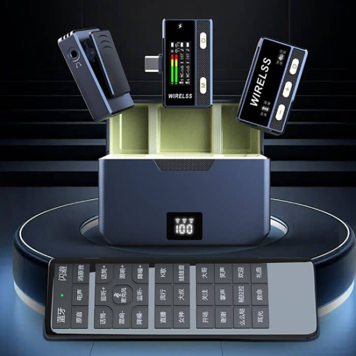 SX66 2-in-1-Lavalier-Funkmikrofon mit digitaler Ladebox/Fernbedienung – Bild 2