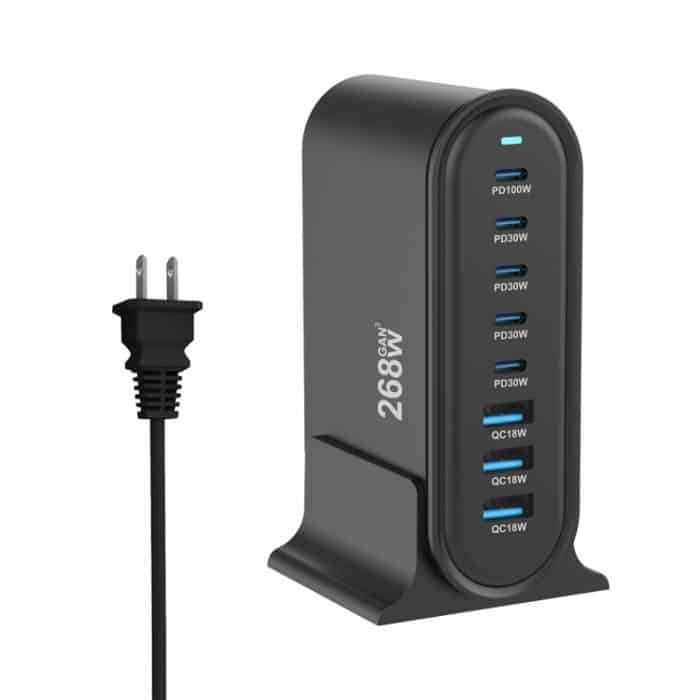 YMX-968 268W 5Typ-C, 3USB 8-Ports Desktop-Schnellladegerät, US Plug, UK Plug, EU Plug, AU Plug – Bild 1