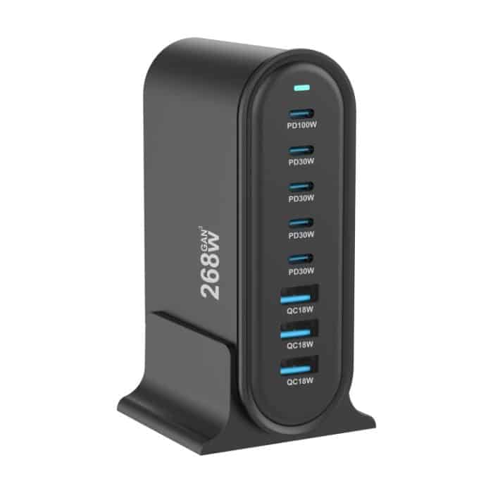 YMX-968 268W 5Typ-C, 3USB 8-Ports Desktop-Schnellladegerät, US Plug, UK Plug, EU Plug, AU Plug – Bild 6