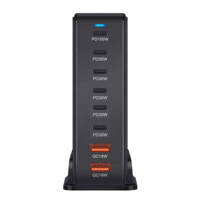 YMX-986 286W 6Typ-C, 3USB 8-Ports Desktop-Schnellladegerät, US Plug, UK Plug, EU Plug, AU Plug – Bild 3