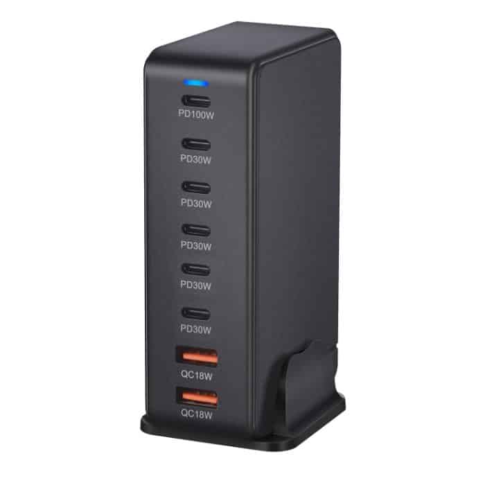 YMX-986 286W 6Typ-C, 3USB 8-Ports Desktop-Schnellladegerät, US Plug, UK Plug, EU Plug, AU Plug – Bild 5
