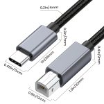 USB-C / Typ-C auf USB-B BM Drucker MIDI-Tastatur-Adapterkabel, 0.5m, 1.8m, 3m – Bild 5