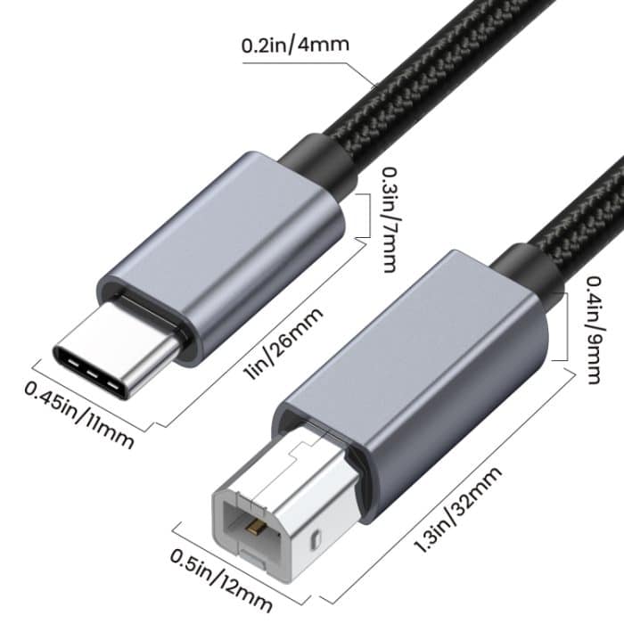 USB-C / Typ-C auf USB-B BM Drucker MIDI-Tastatur-Adapterkabel, 0.5m, 1.8m, 3m – Bild 5