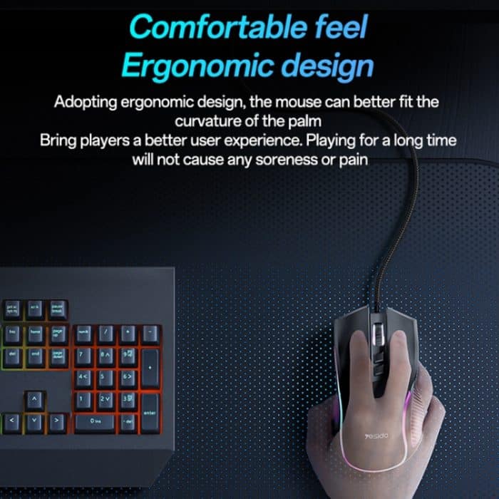 Yesido KB20 USB 7200DPI RGB Kabelgebundene Maus, KB20 – Bild 3