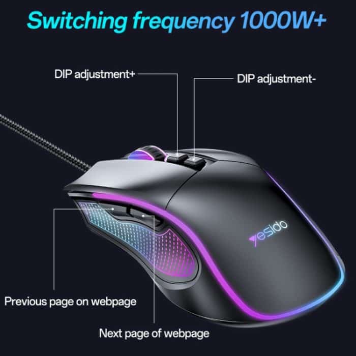 Yesido KB20 USB 7200DPI RGB Kabelgebundene Maus, KB20 – Bild 8