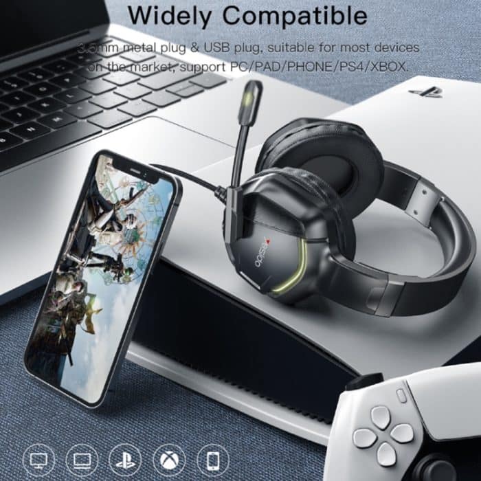 Yesido EK01 Kopfmontierter kabelgebundener RGB-Gaming-Kopfhörer mit Mikrofon, EK01 – Bild 8