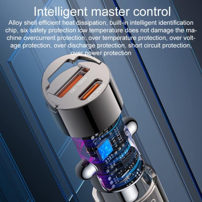 Yesido Y68 PD30W Typ-C + QC18W USB Zinklegierung Mini Autoladegerät, Y68 – Bild 3