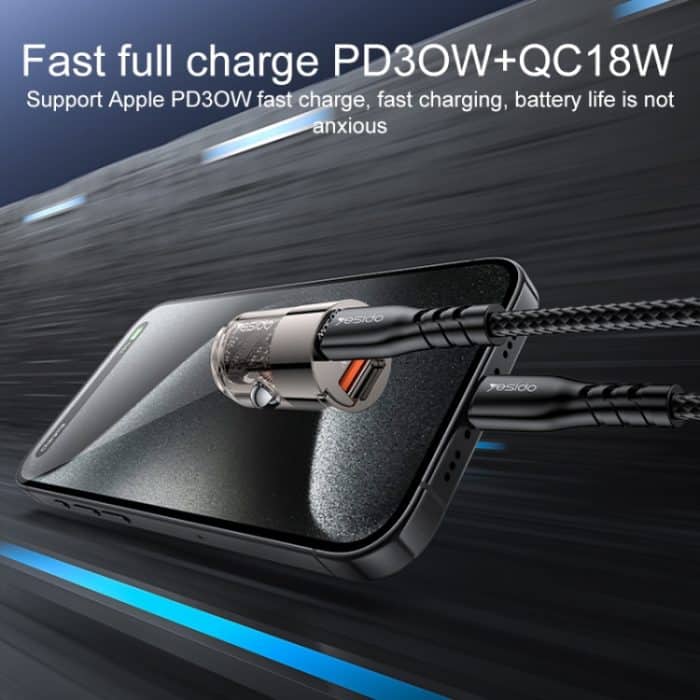 Yesido Y68 PD30W Typ-C + QC18W USB Zinklegierung Mini Autoladegerät, Y68 – Bild 4