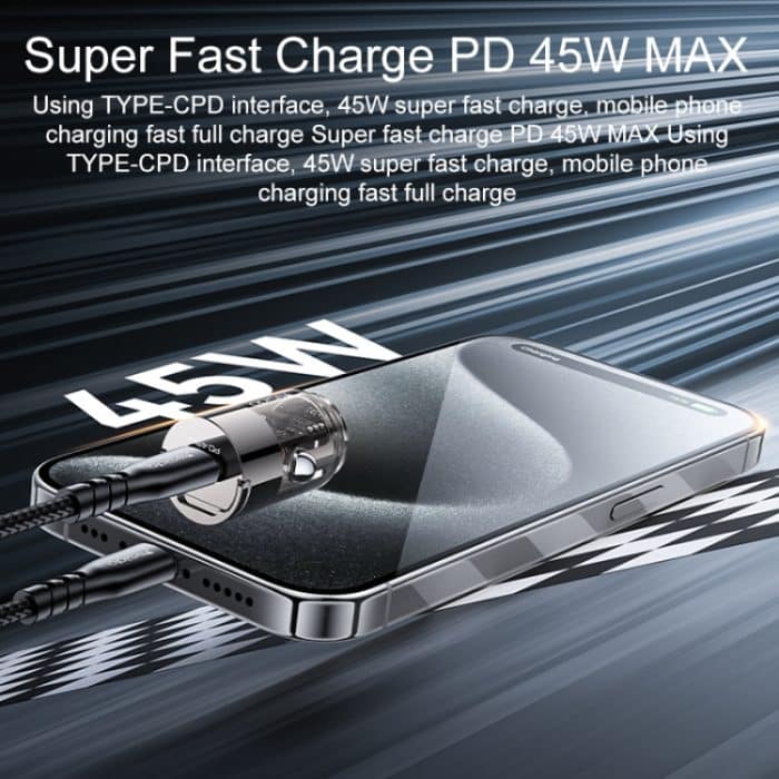 Yesido Y67 PD45W Einzelnes USB-C / Typ-C Mini-Autoladegerät aus Zinklegierung, Y67 – Bild 3