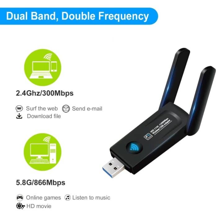 RE-1202 1200Mbps Dual Band Wireless Netzwerk Karte WiFi USB 3,0 Adapter Sender Empfänger – Bild 5