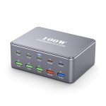 HW33 100W Typ-C + USB 10-Port Desktop-Schnellladegerät, US Plug, UK Plug, EU Plug, AU Plug