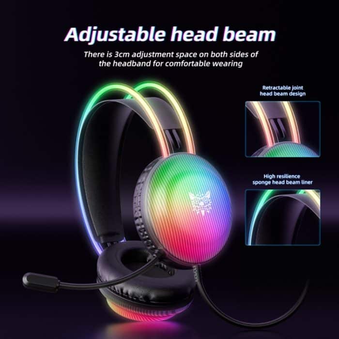 ONIKUMA X29 Kopfmontiertes kabelgebundenes Gaming-Headset mit RGB-Licht, Kabellänge: 2,2 m, X29 – Bild 5