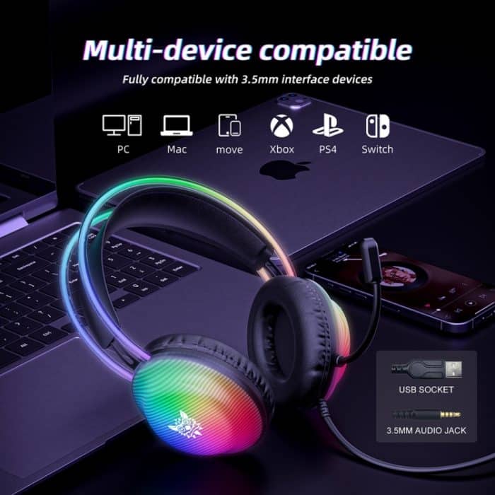 ONIKUMA X29 Kopfmontiertes kabelgebundenes Gaming-Headset mit RGB-Licht, Kabellänge: 2,2 m, X29 – Bild 6