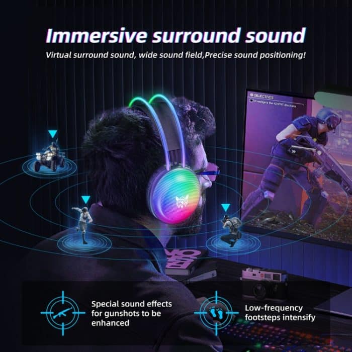 ONIKUMA X29 Kopfmontiertes kabelgebundenes Gaming-Headset mit RGB-Licht, Kabellänge: 2,2 m, X29 – Bild 7