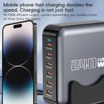 240 W GaN 6-Port USB-C/Typ-C Multi-Sharing-Tischladegerät, US Plug, EU Plug, UK Plug, AU Plug – Bild 7