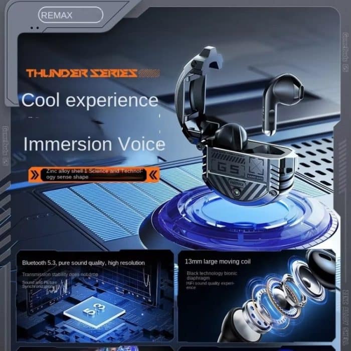 REMAX Gamebuds G5 Thunder Zinklegierung Rauschunterdrückung Kabellose Bluetooth-Musik-Ohrhörer, Gamebuds G5 Black, Gamebuds G5 Silver – Bild 4