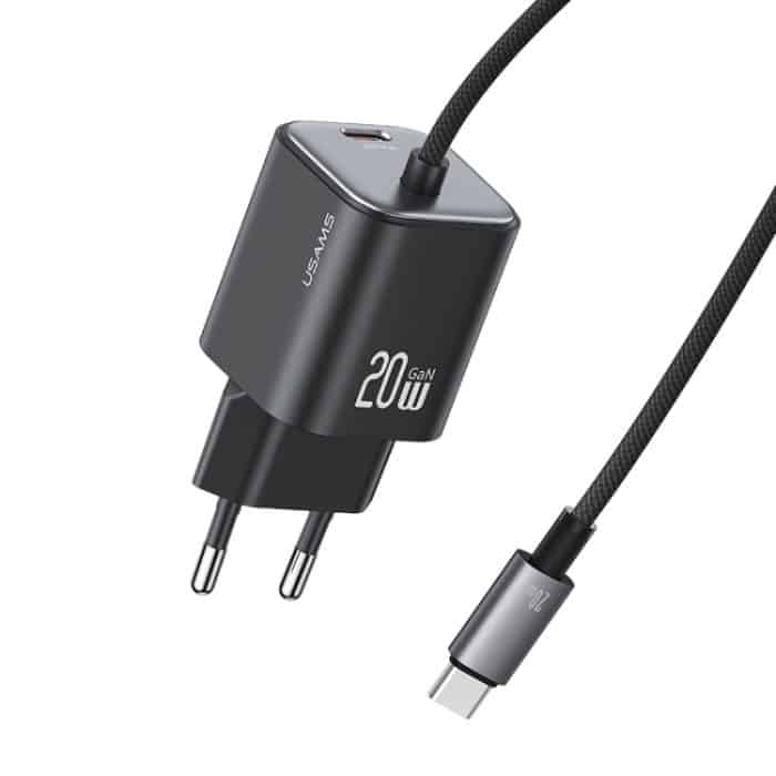 USAMS CC261 20W GaN Mini Typ-C / USB-C Dual Port Schnellladegerät mit Kabel, CC261 – Bild 1