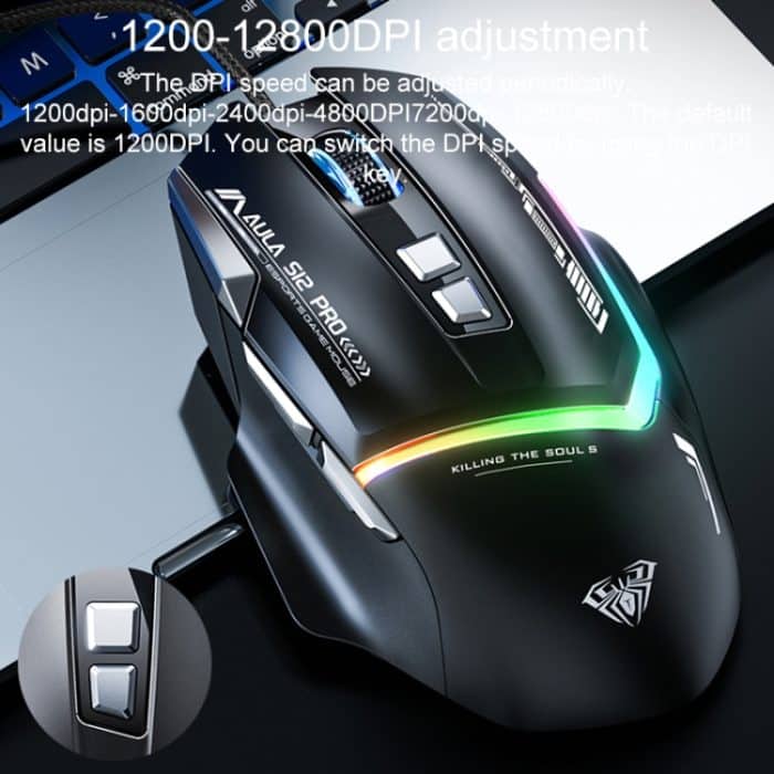 AULA S12 Pro 12800DPI kabelgebundene RGB-Gaming-Maus – Bild 6