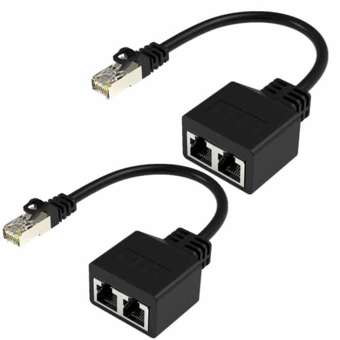 Paar RJ45 CAT6 / CAT5 8-poliger Ethernet-Kabelsplitter 2-in-1-Netzwerkverlängerungsadapter, Pair – Bild 1