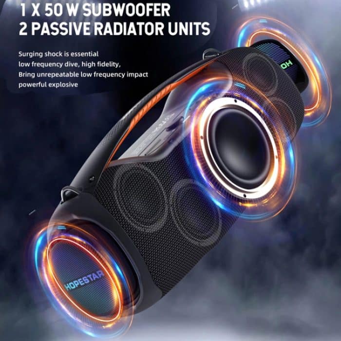 HOPESTAR A60 100W Tragbarer, wasserdichter IPX6-Bluetooth-Lautsprecher für den Außenbereich mit Mikrofon – Bild 6