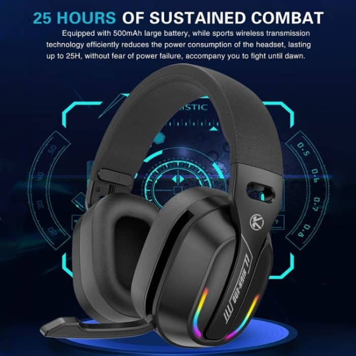 Bluetooth 5.4 Kopfmontiertes RGB-Kabelloses Bluetooth-Gaming-Headset mit Sender, GT100 – Bild 5