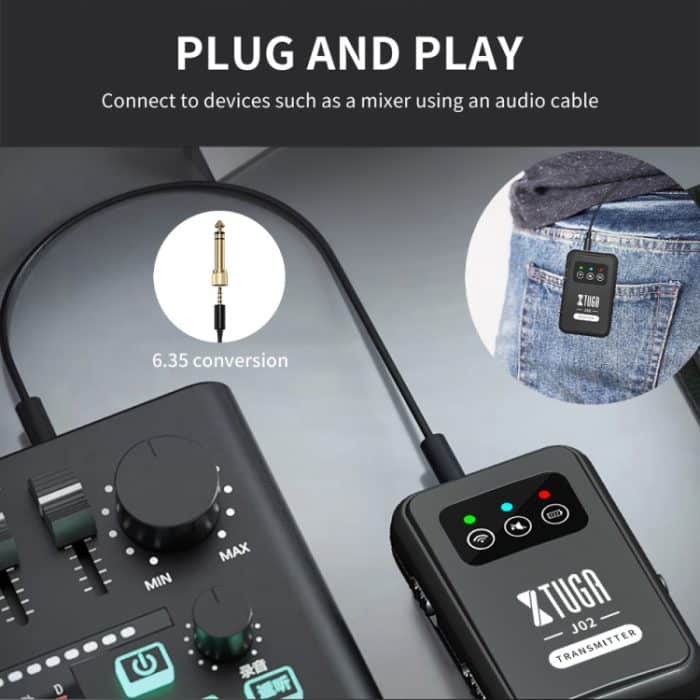 XTUGA J02 2,4G Stereo Wireless In-Ear Mini Monitor System mit Sender und Empfänger, J02 – Bild 8