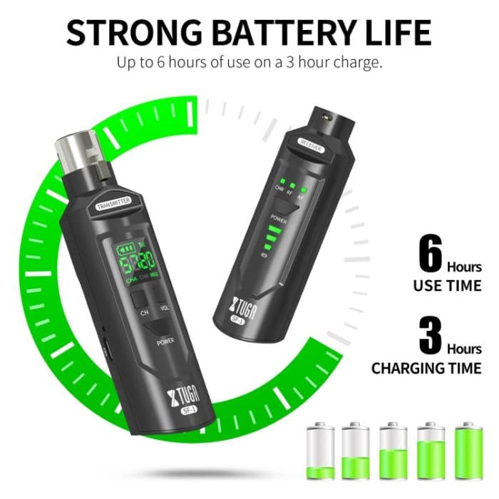 XTUGA SF-1 Drahtloser XLR-Sender und -Empfänger, UHF-Wireless-Adapter für kabelgebundenes Mikrofon/Gitarre, SF-1 – Bild 6