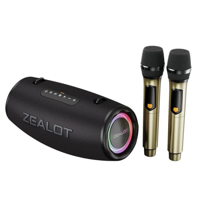 Tragbarer RGB-Bluetooth-Lautsprecher Zealot S87M 80 W für den Außenbereich mit zwei Mikrofonen, S87 + 2 Mic – Bild 1