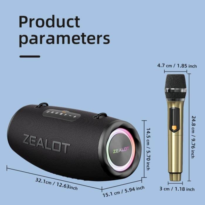 Tragbarer RGB-Bluetooth-Lautsprecher Zealot S87M 80 W für den Außenbereich mit zwei Mikrofonen, S87 + 2 Mic – Bild 11